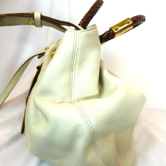 MICHAEL KORS Skorpios Handbag Purse Pebbled Leather Braided Leather Handles-New! - Picture 4 of 12